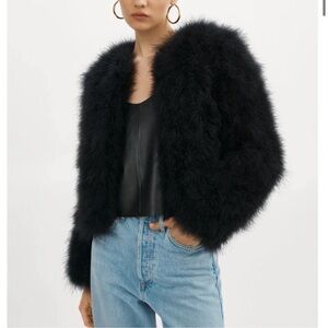 LAMARQUE Deora Luxury Genuine Feather Fur Jacket